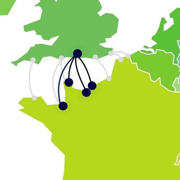 Map ferry routes Portsmouth to France