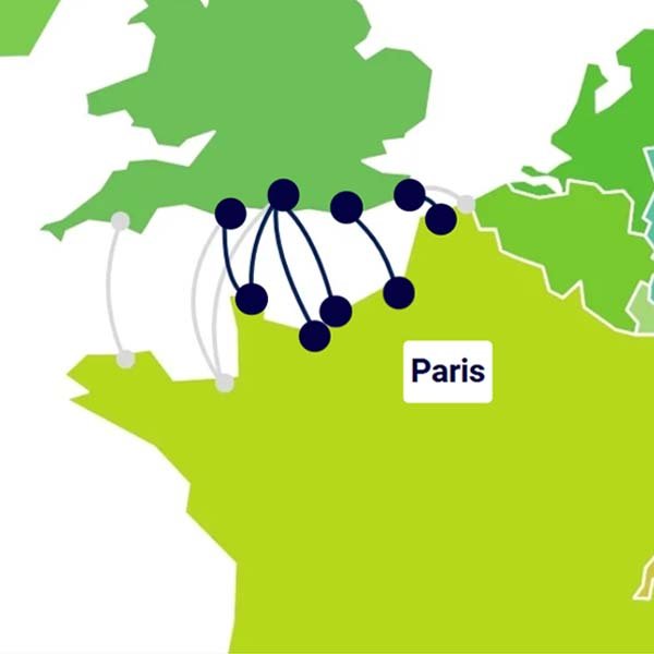 Map ferry routes from England to Paris