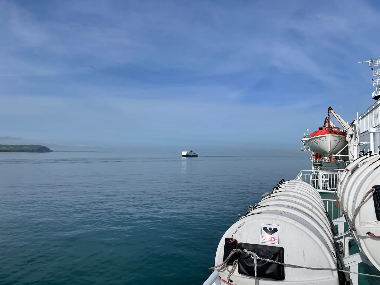 Nearing the French coast, with another Dover ferry ahead