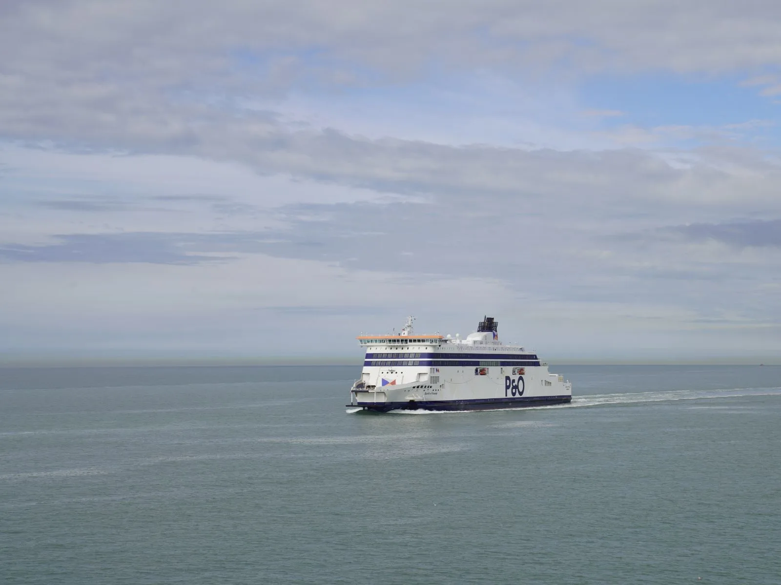A P&O ship passing mid-Channel on the opposite run