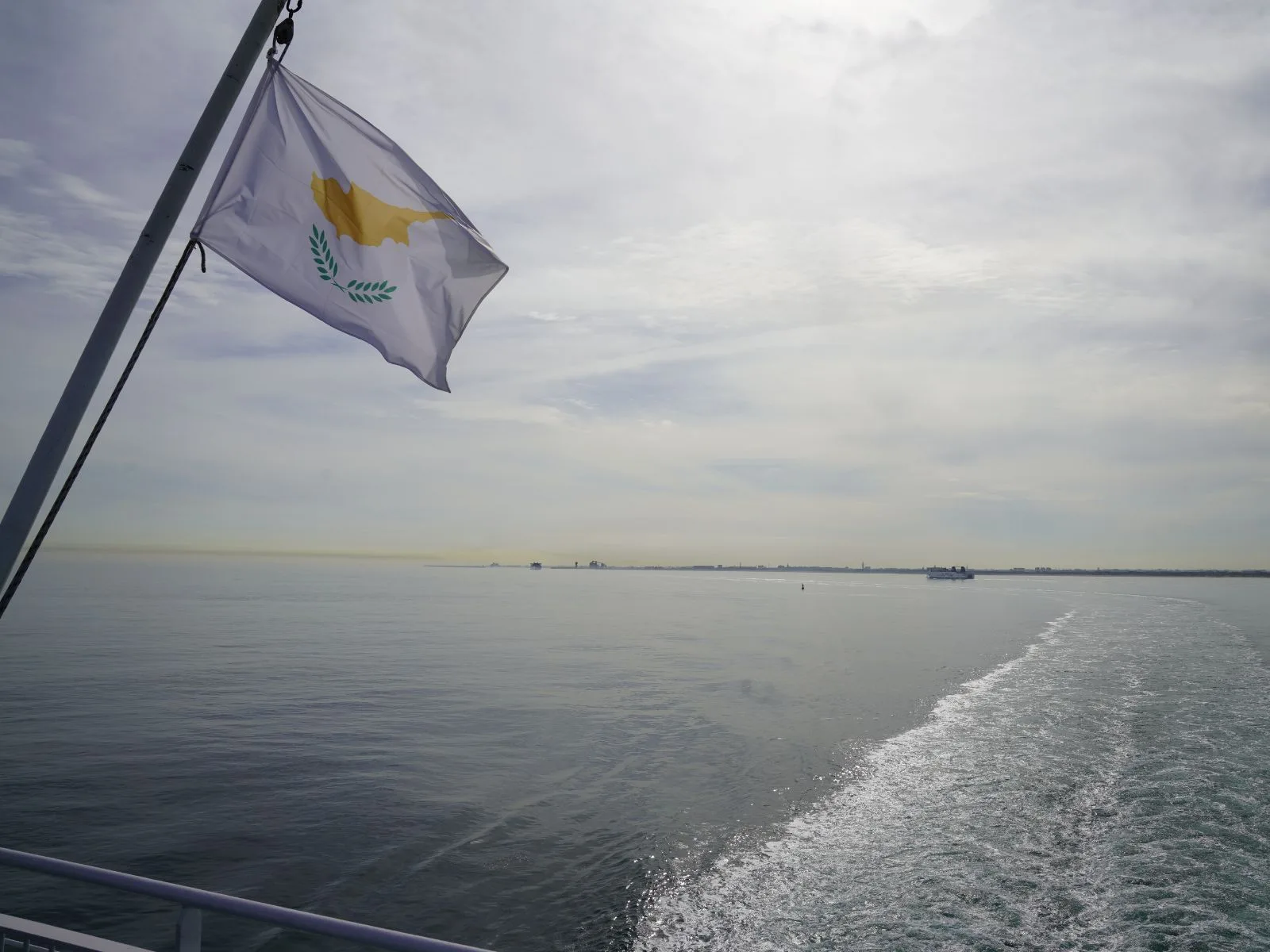 We took this photo of the ship's flag: many Dover ferries are registered in Limassol, Cyprus