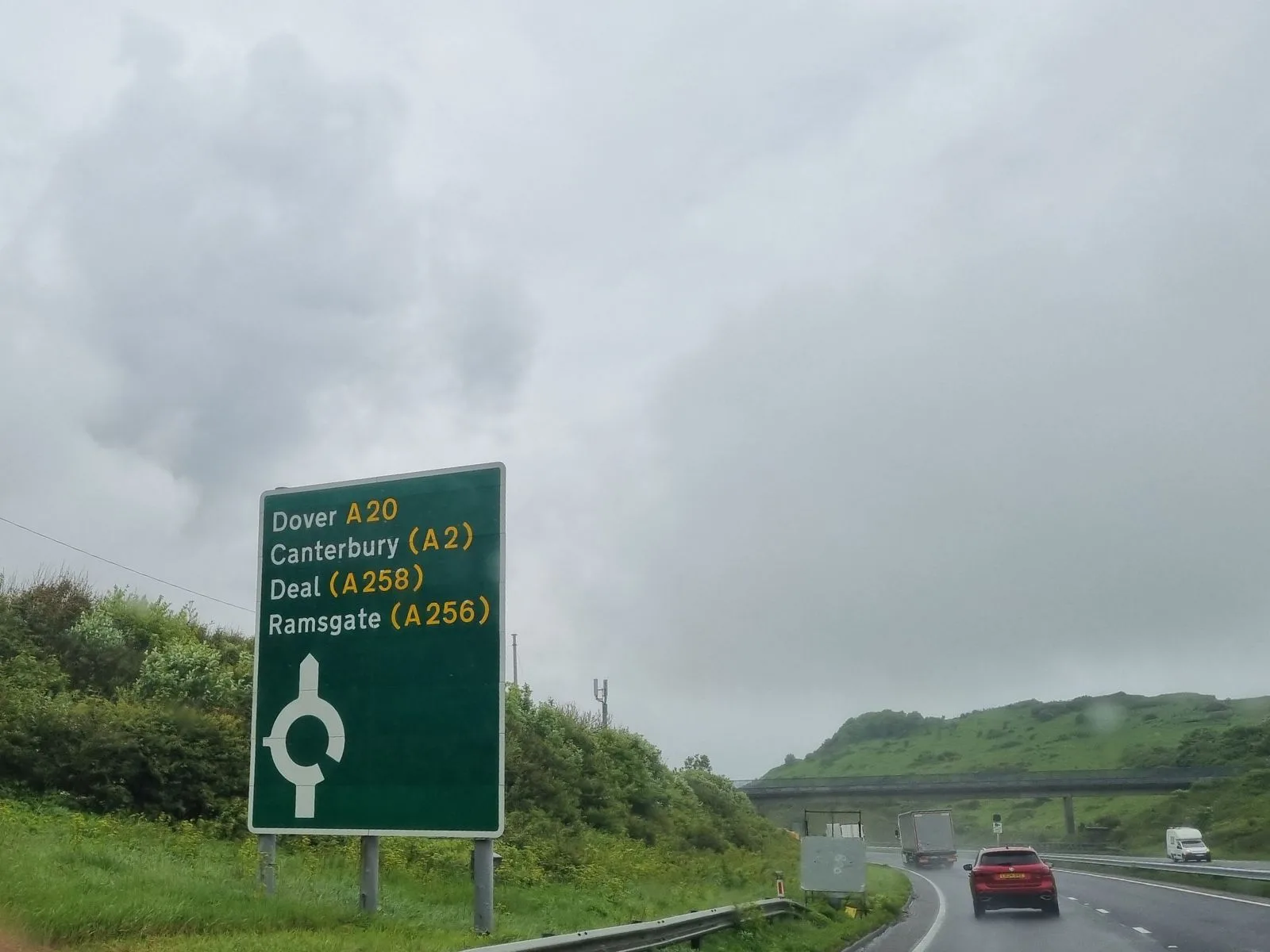 The A20 towards Dover, the last stretch of the drive from London