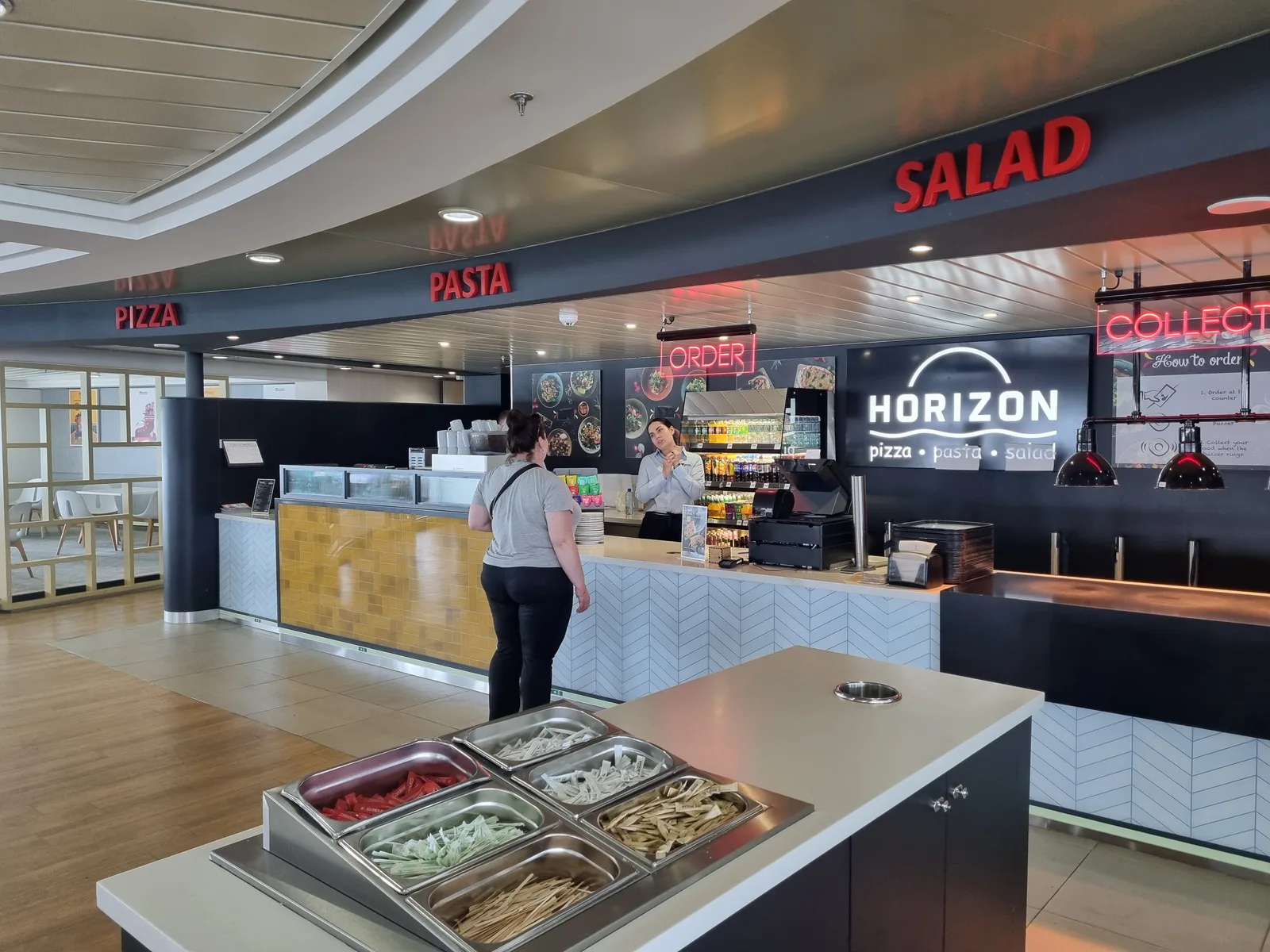 The Horizon counter on DFDS, where you order pizza or pasta at the till