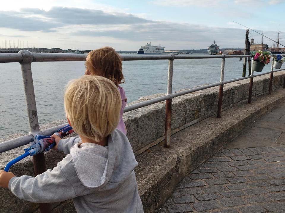 Brittany Ferries vessels in Portsmouth Harbour before departure to France